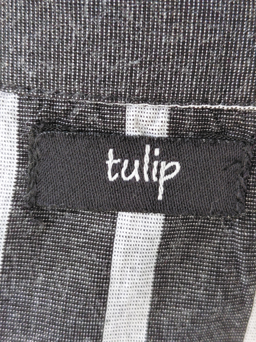 Tulip Black White Striped Button Front Tunic Shirt Size M Cotton - Picture 8 of 11